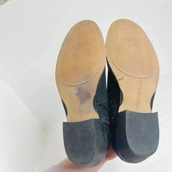 Vince Camuto Pamma Black Suede Booties Gold Buckle Women's Size 6.5 - Picture 8 of 9